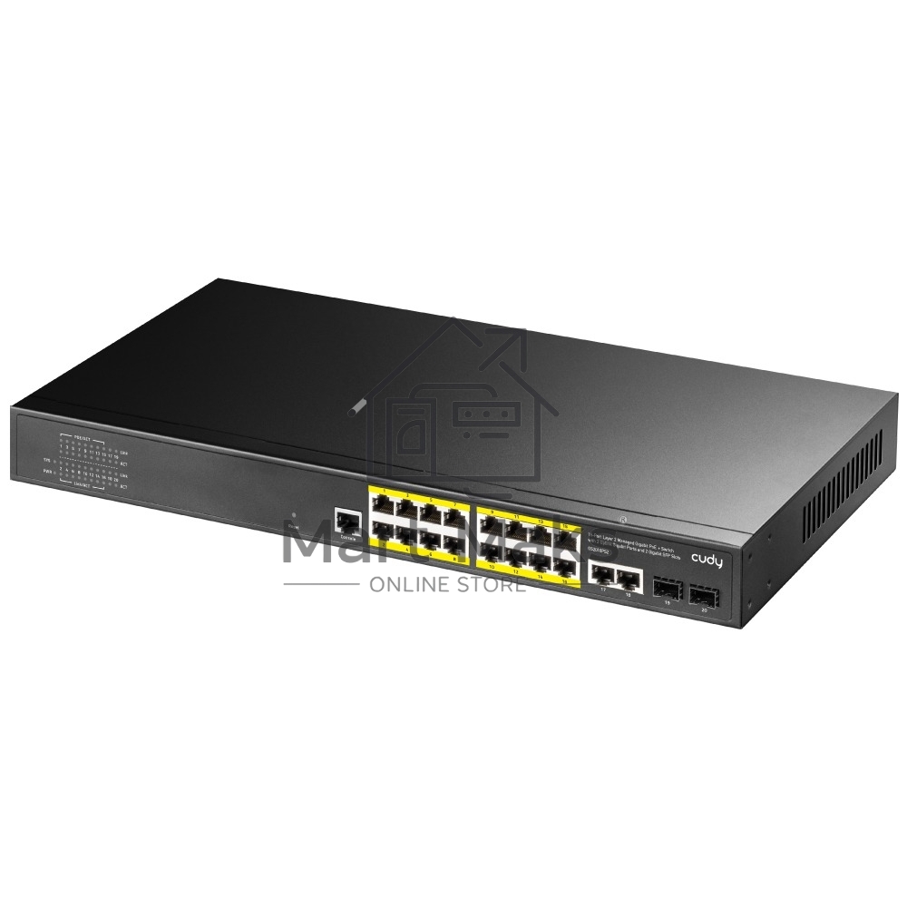 Коммутатор Cudy GS2018PS2-200W (L2) 16x1Гбит/с 2SFP 16PoE+ 200W управляемый