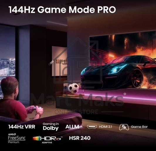 Телевизор 65'' Hisense 65E7Q PRO черный QLED UHD 144 Hz VIDAA U9