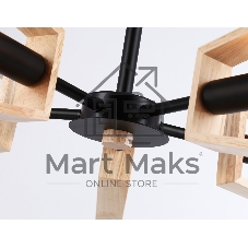 Светильник Ambrella light TR80495/5 BK/LW черный/светлое дерево E14/5 max 60W D620*430