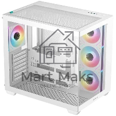 Компьютерный корпус Deepcool CG530 4F WH без БП, боковое окно (панорама), 3x120мм ARGB Reverce вентилятора на боковой стенке, 1x120мм ARGB вентилятор сзади, белый, ATX