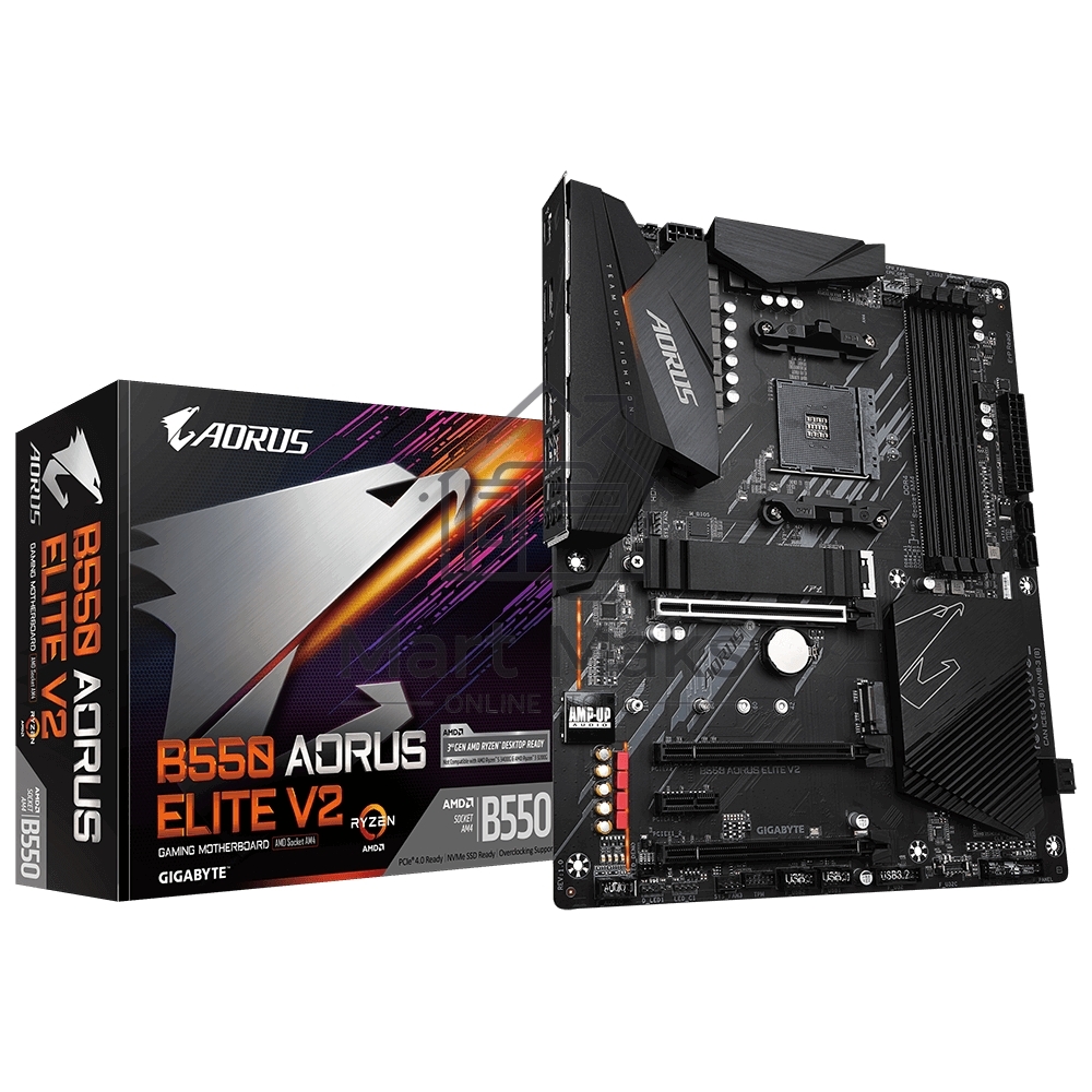 Материнская плата Gigabyte B550 AORUS ELITE V2 Soc-AM4 AMD B550 4xDDR4 ATX AC`97 8ch(7.1) 2.5Gg RAID+HDMI+DP