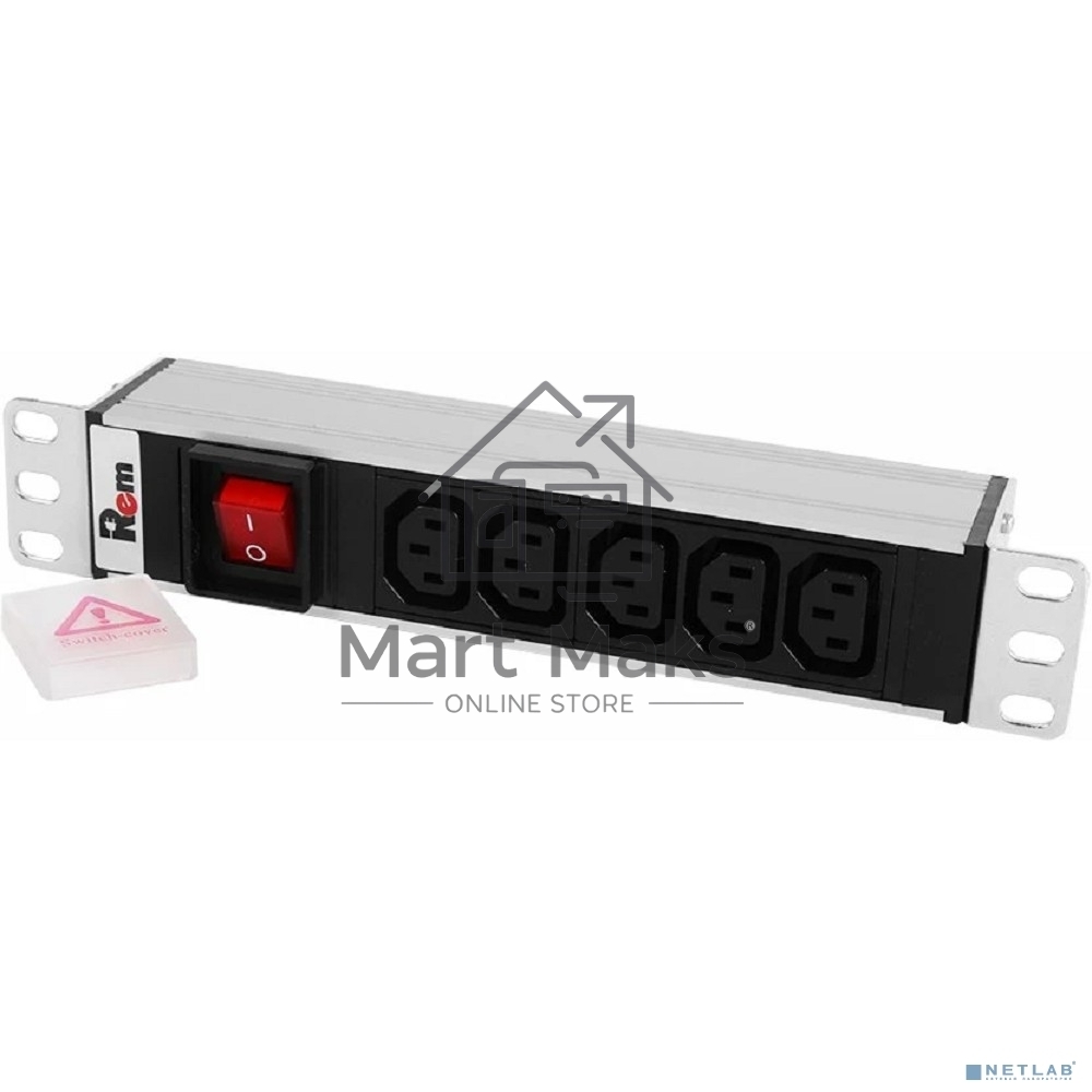 Блок розеток ЦМО Rem-10 без шнура с выкл., 5 IEC 60320 C13, вход IEC 60320 C14, 10A, алюм., 10