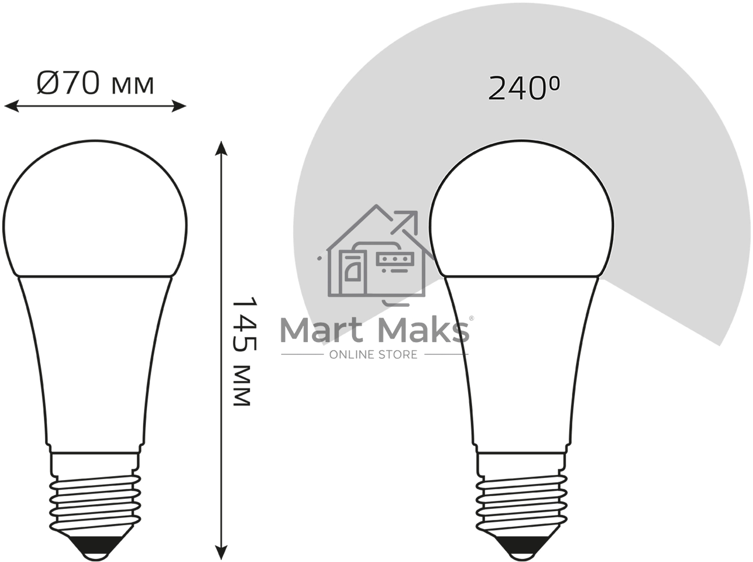 Лампа светодиодная Gauss Elementary A67 30Вт цок.: E27 груша 220B св. свеч. бел. теп. А67 (упак.: 10 шт)