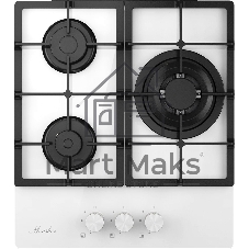 Варочная поверхность Monsher MGG 43 Blanc, газ, High-Tech, 45 см, автоматический электроподжиг, газ-контроль, форсунки под сжиженый газ, SABAF конфорки, чугунные решетки, белый