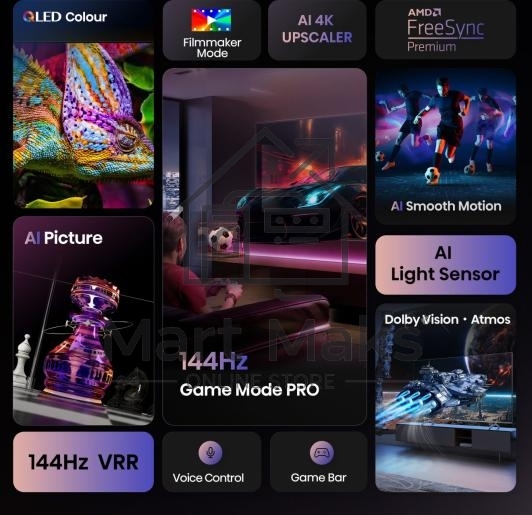 Телевизор 65'' Hisense 65E7Q PRO черный QLED UHD 144 Hz VIDAA U9