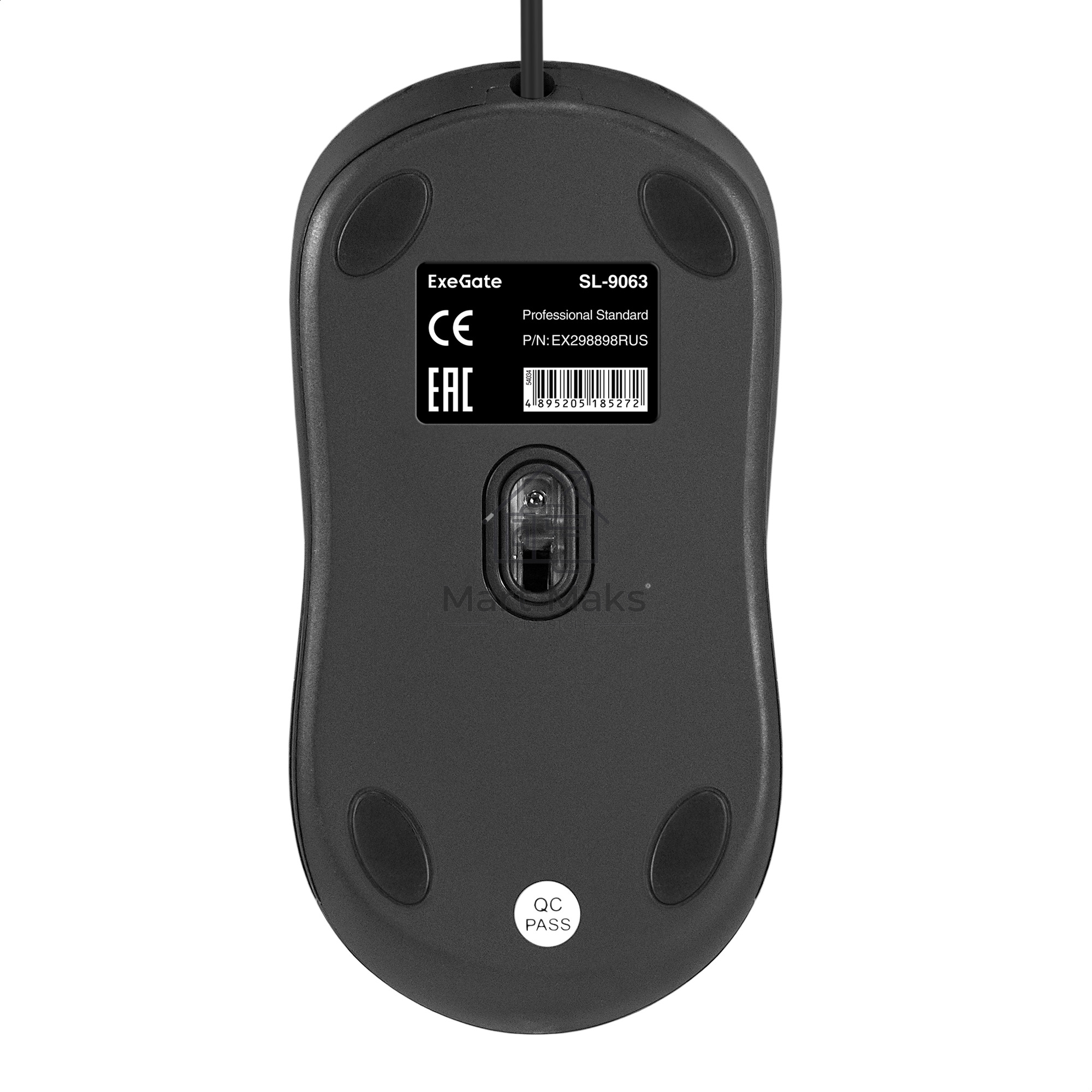 Мышь проводная ExeGate Professional Standard SL-9063 черный, 3600 dpi, USB, кнопки - 4