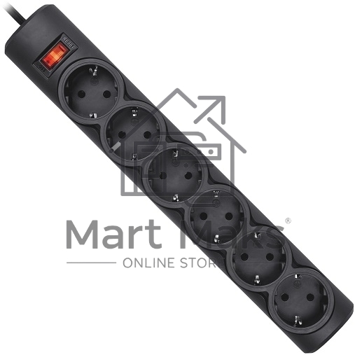 Сетевой фильтр Defender DFS 153 3 м, черный, 6 розеток