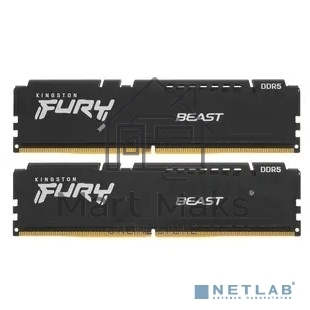 Оперативная память Kingston Fury Beast, DDR5, 16GB (2x8GB), 5200MHz, CL40, DIMM, радиатор, черный