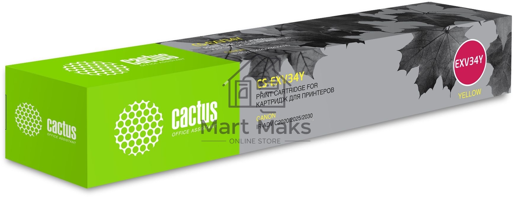 Картридж лазерный Cactus CS-EXV34Y желтый (19000 стр.) для Canon IR Advance C2030L, C2030i, C2020L, C2020i, C2025i