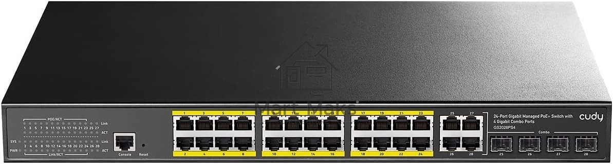 Коммутатор Cudy GS2028PS4-300W (L2) 28x1Гбит/с 4SFP 24PoE+ 300W управляемый