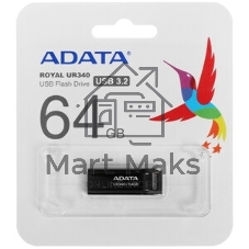 Флешка USB ADATA UR340 (AROY-UR340-64GbK), 64Gb, USB 3.2, R/W 100/30, черный