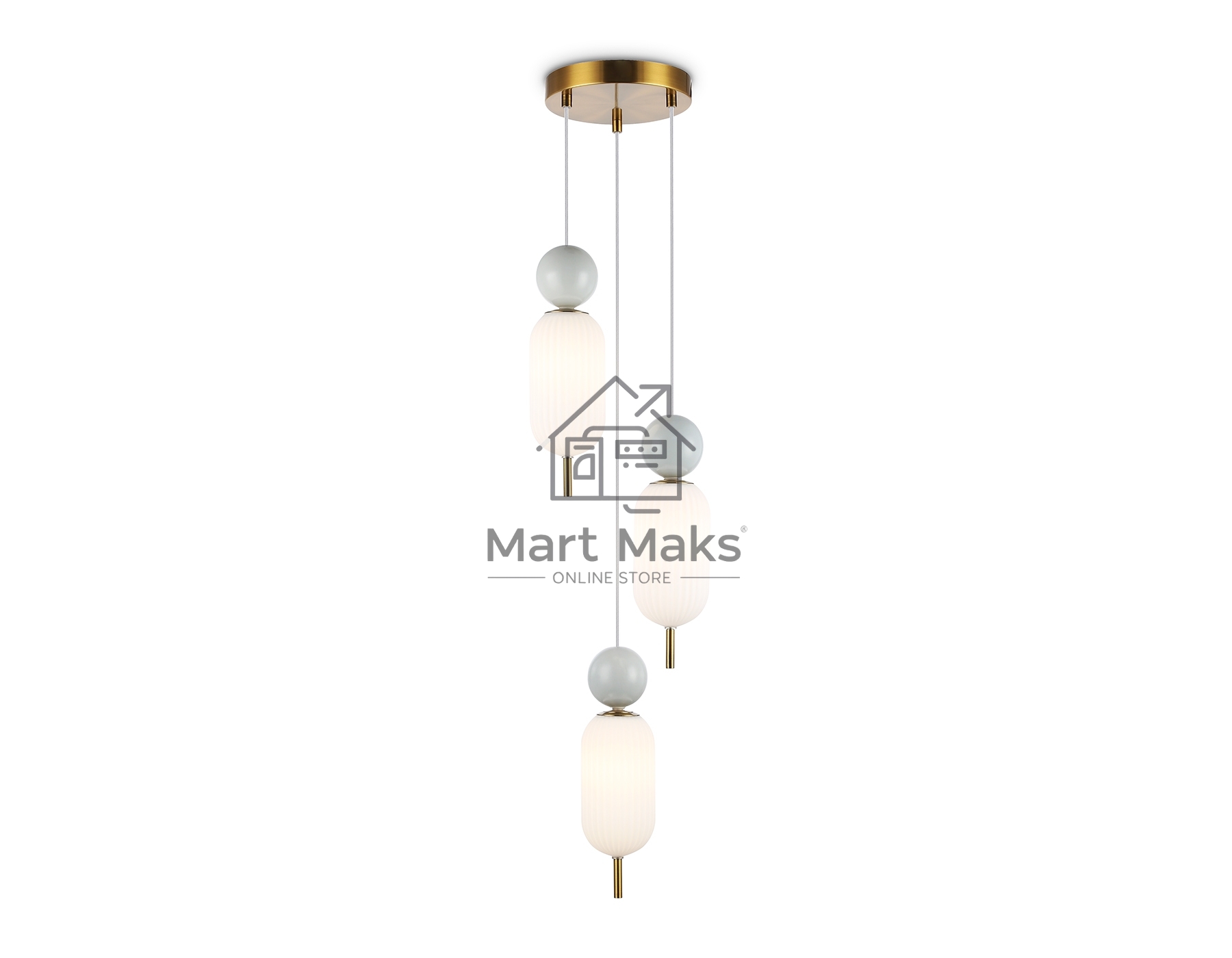 Светильник Ambrella light LH53102/3 BS/GR/FR латунь/серый/белый матовый G9*3 max 28W D260*1525