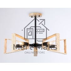 Светильник Ambrella light TR80495/5 BK/LW черный/светлое дерево E14/5 max 60W D620*430