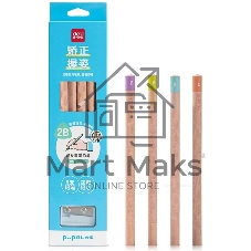 Карандаш чернографитный Deli HC123-2B Pupal 2B коробка (8шт) + точилка Карандаш чернографитный Deli HC123-2B Pupal 2B коробка (8шт) + точилка