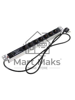 Блок розеток Rem-16 с фил. и инд., 7 Shuko, 16A, алюм., 19