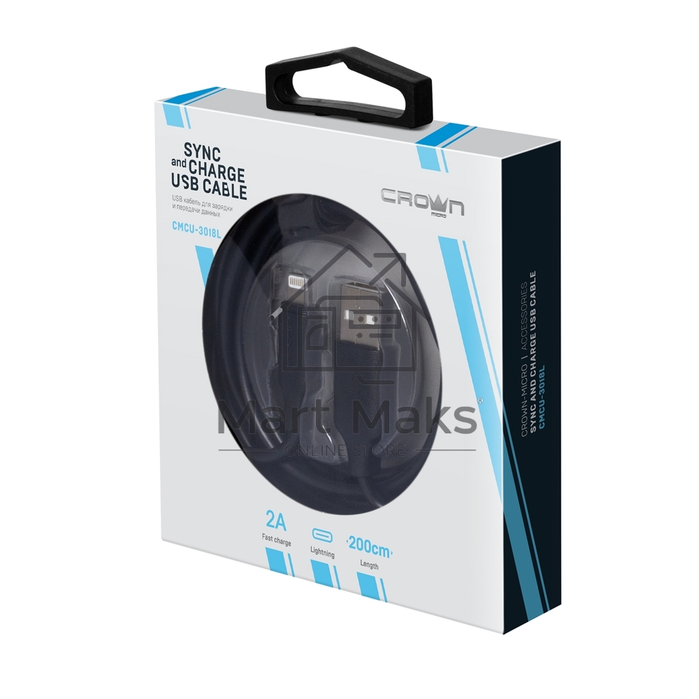 Кабель Crown USB - Lightning CMCU-3018L черный