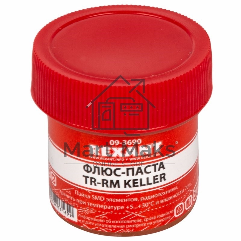 Флюс для пайки Rexant, паста TR-RM KELLER, 20 мл, банка