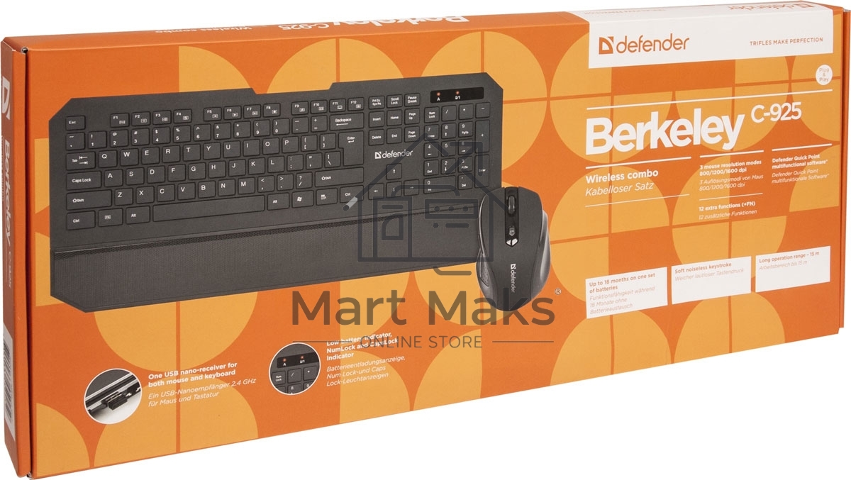 Клавиатура + мышь Defender Berkeley C-925 Nano B черный