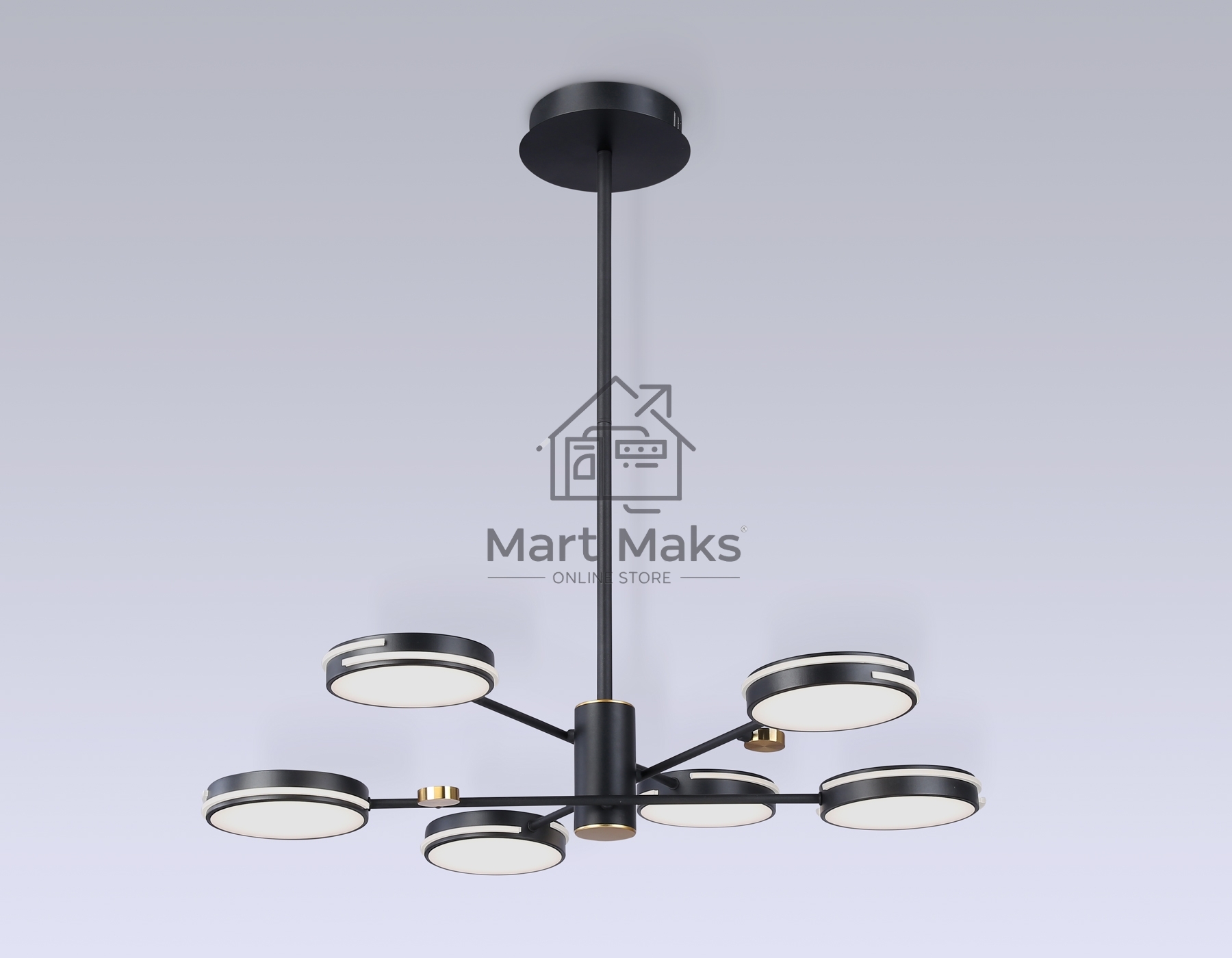 Подвесной светодиодный светильник Ambrella light FL51639/6 BK/GD черный/золото 3000K/4200K/6400K 50W D800*780 (Без ПДУ)