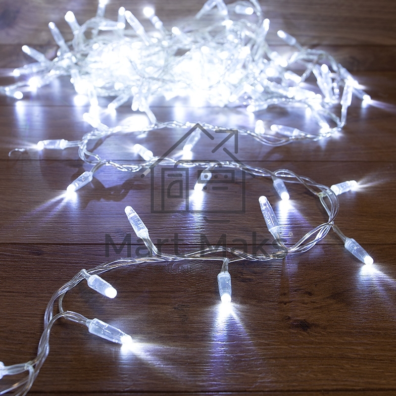 Гирлянда «Кластер» 10 м, прозрачный ПВХ IP65, 200 LED, белый, соединяется
