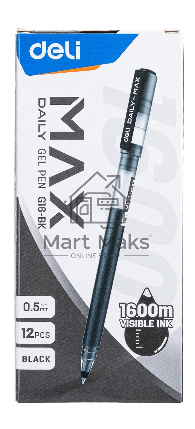 Ручка гелевая Deli EG16-BK Daily MAX 0.5мм черный, черные чернила