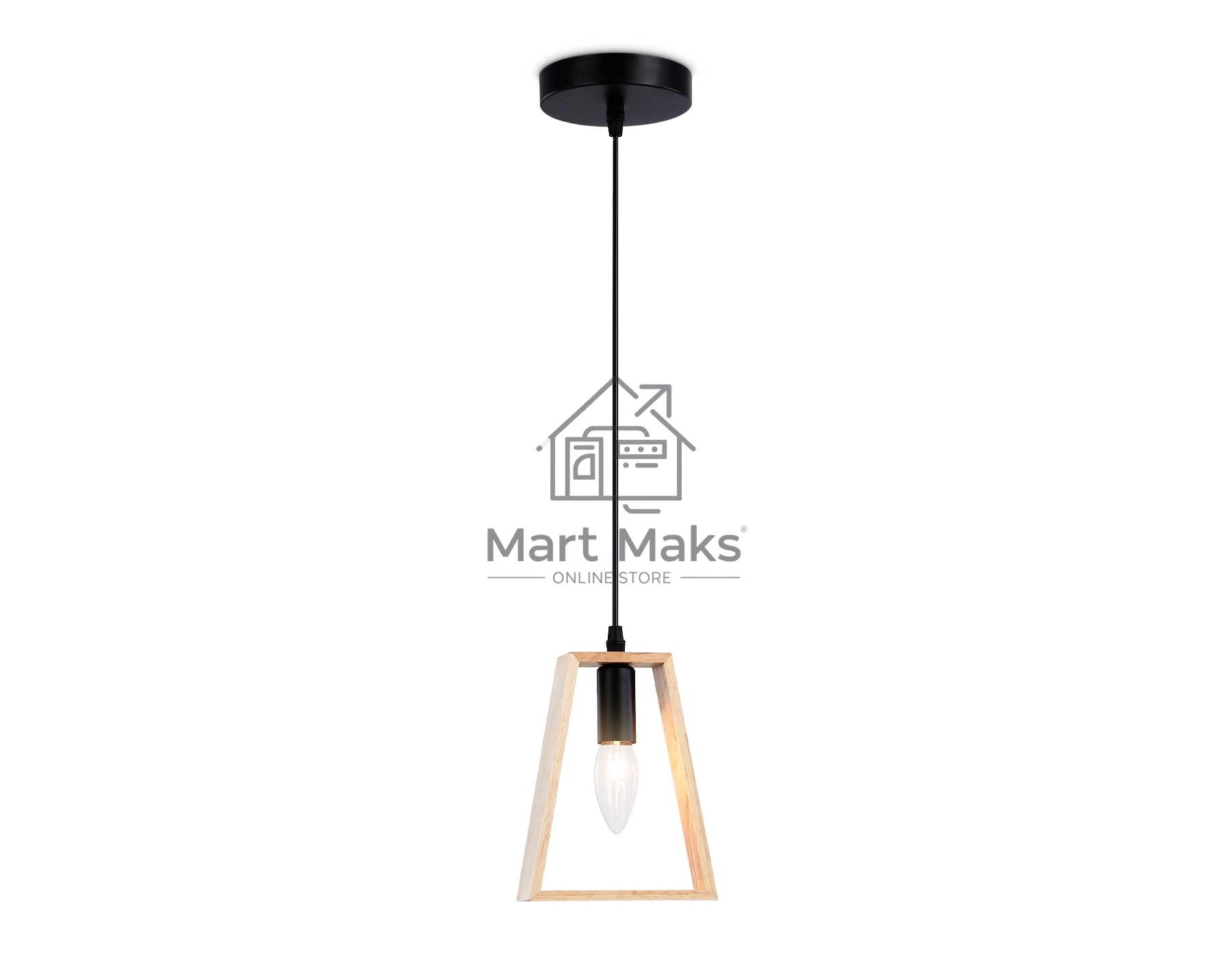 Светильник Ambrella light TR80497 BK/LW черный/светлое дерево E14 max 60W D150*1000