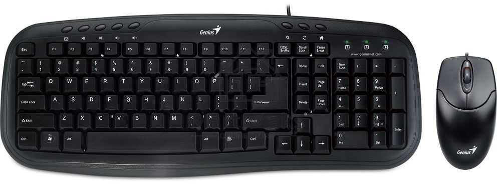Комплект клавиатура + мышь Genius KM-200 wired kombo, Optical mice, 3 buttons, 1000 DPI, Compatible with Windows® 7, 8, 8.1, 10, Mac. OS X 10.8 or later, Cable length 1.5m