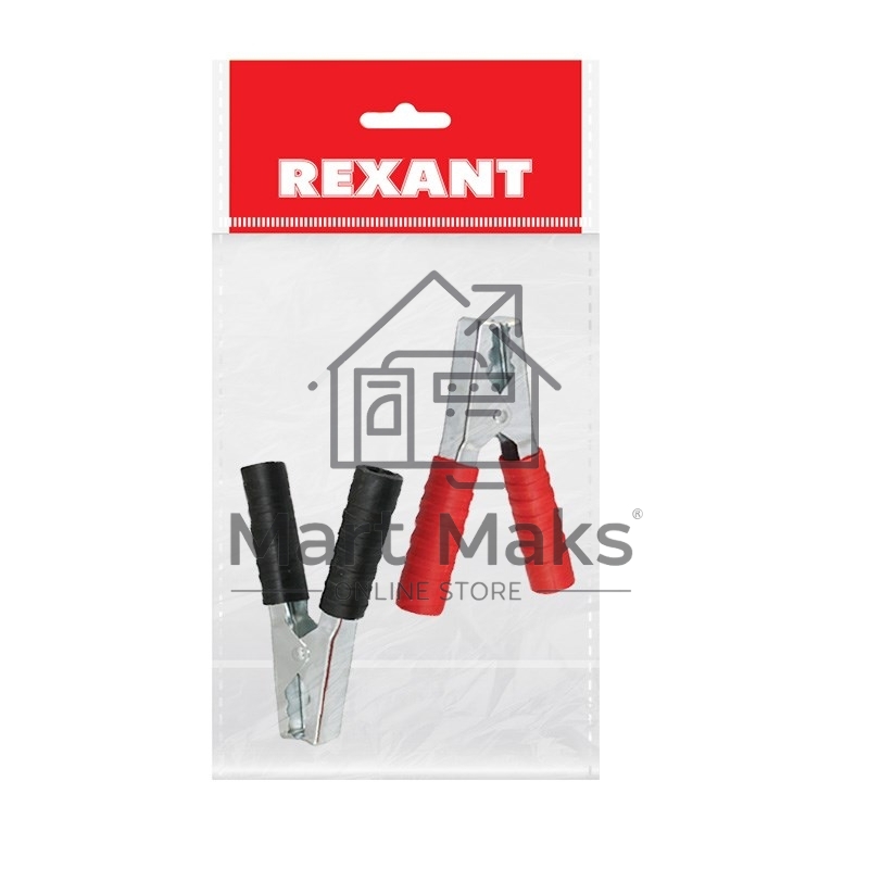 Зажим крокодил Rexant, длина 150 мм, ток 250A, 2 шт., пакет БОПП