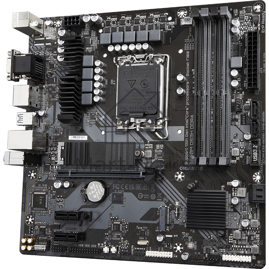 Материнская плата Gigabyte B760 DS3H DDR4, LGA 1700, Intel B760, 4xDDR4, 4xSATA, 2xM.2, 1xPCIe 4.0 x16, 4xPCIe 3.0 x1, 1xHDMI, 1xDP, 1x 1Gb LAN, 1xUSB 3.2 Gen 2, 1xUSB 3.2 Gen 2x2, 4xUSB 2.0, 3x3.5 мм, 7.1, ATX