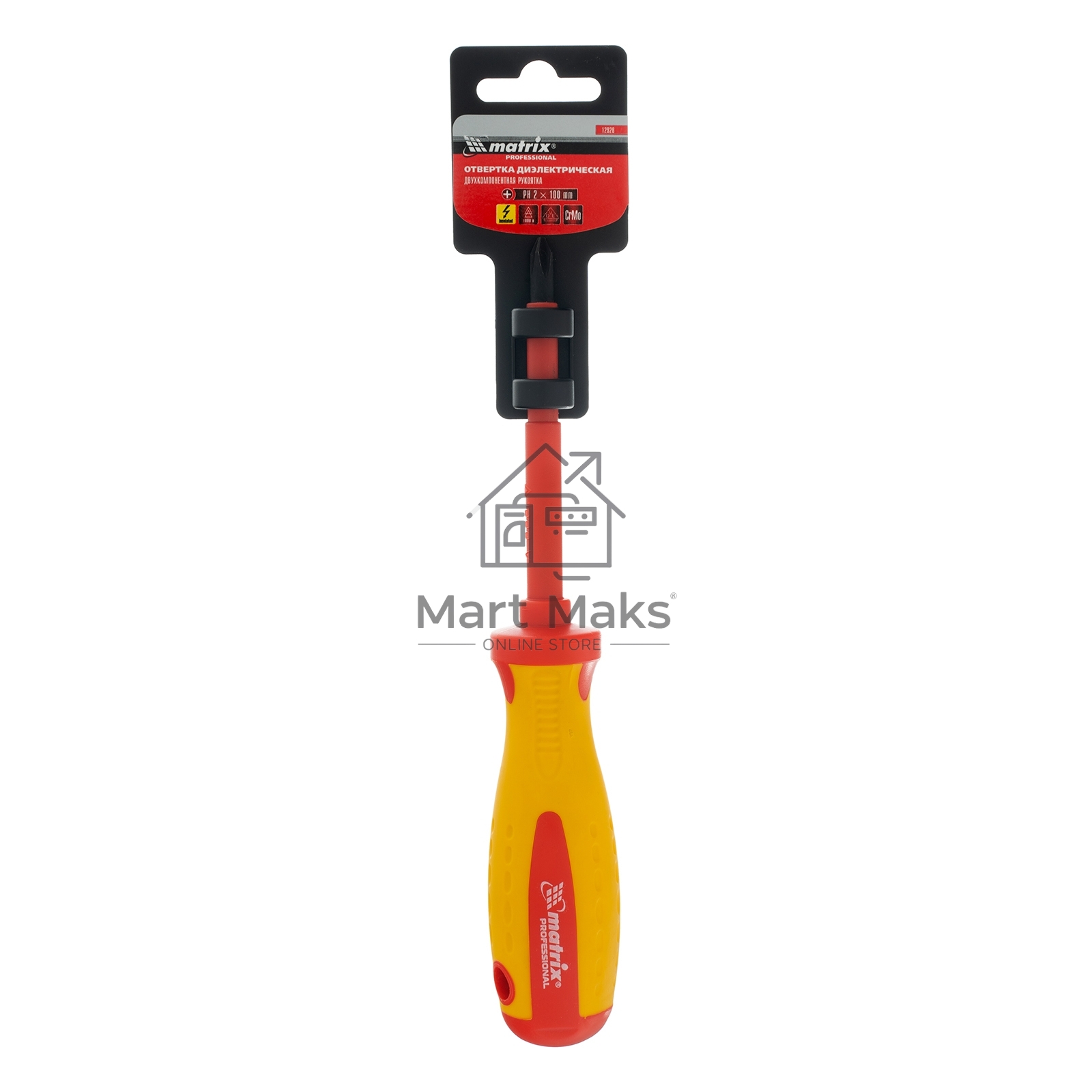 Отвертка Insulated, PH2 x 100 мм, CrMo, до 1000 В, двухкомп.рукоятка Matrix