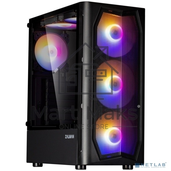 Компьютерный корпус MidiTower Zalman N4 black (ATX,Window, 6xRGB fan, USB2.0 x2, USB3.0x1, без БП) (N4 rev.1)