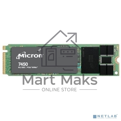 Накопитель SSD Micron 7450 PRO, 480GB, M.2(22x80mm), NVMe, PCIe 4.0 x4, 3D TLC, R/W 5000/700MB/s, IOPs 280 000/40 000, TBW 800, DWPD 1 (12 мес.)