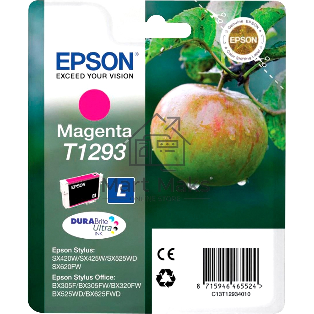 Картридж струйный Epson T1293 (C13T12934012/C13T12934011/C13T12934010) пурпурный (7 мл) для SX420/425/525WD/B42WD/BX320FW