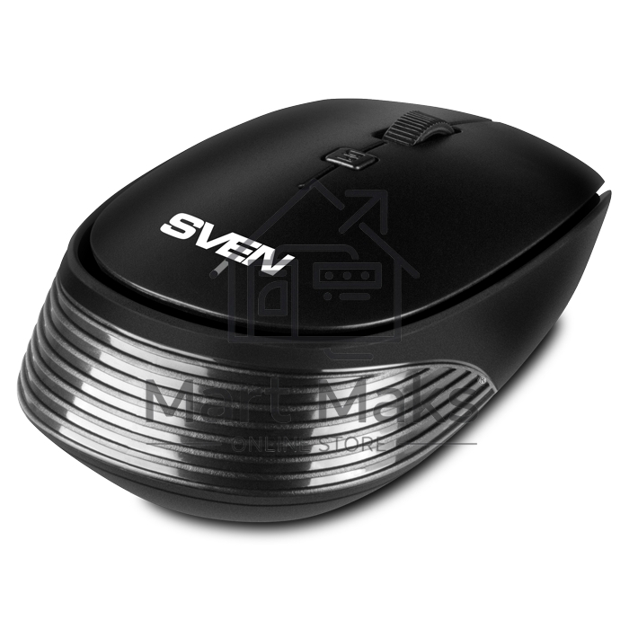 Мышь беспроводная SVEN RX-210W черный, 1400 dpi, радиоканал, USB, кнопки - 4