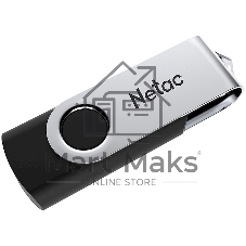 Флешка USB Netac U505 (NT03U505N-128G-20BK), 128Gb, USB 2.0, R/W 70/30, черный/серебристый
