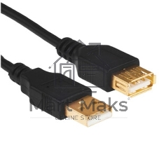 Кабель 5bites UC5011-030A USB2.0, AM/AF, зол.разъемы, ферр.кольца, 3м., черный