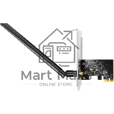 Адаптер Wi-Fi AC650 Dual Band Wi-Fi PCIe Adapter, 433Mbps at 5GHz + 200Mbps at 2.4GHz,1 5dBi Antenna, Windows 10/11, Dual Brackets, Windows 10/11;