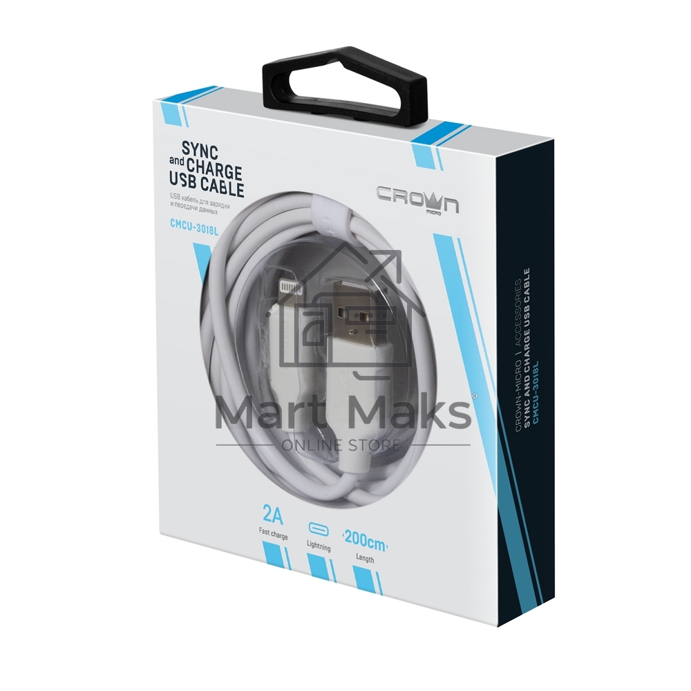 Кабель Crown USB - Lightning CMCU-3018L белый