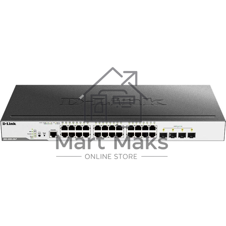 Коммутатор D-Link Switch DGS-3000-28LP/B1A Управляемый коммутатор 2 уровня с 24 портами 10/100/1000Base-T и 4 портами 1000Base-X SFP (24 порта с подде