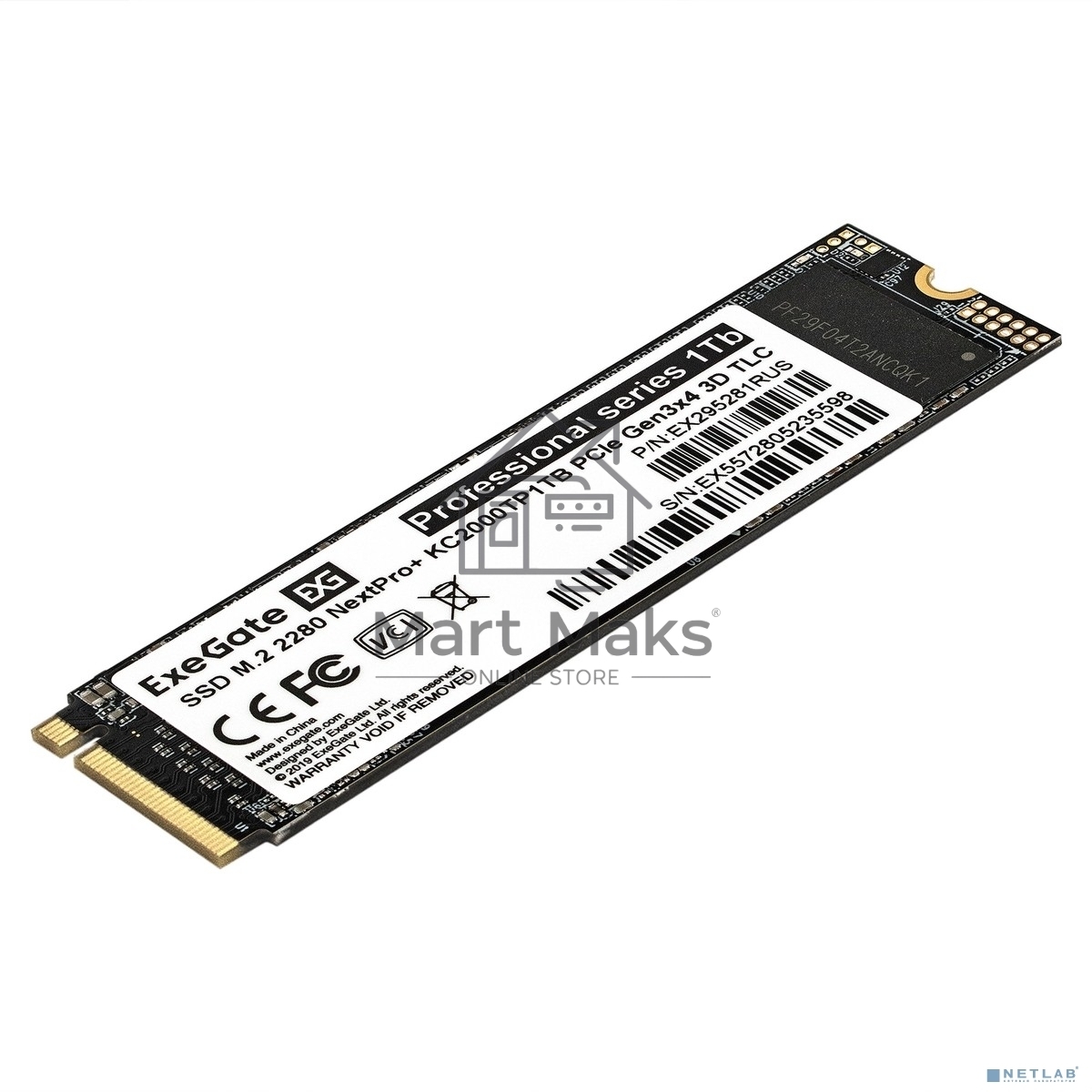 Накопитель SSD EXEGATE NEXTPRO+ KC2000TP1TB, 1Tb, PCIe 3.0 x4, M.2 2280, NVMe, R/W 1800/1400