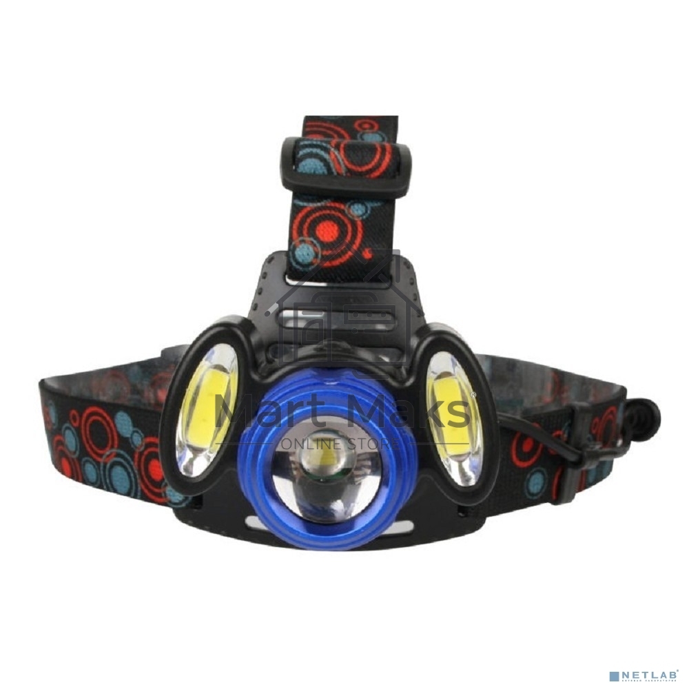 Фонарь налобный Ultraflash E1334 (акк 3,7В, синий /черный, 3LED, 4 Ватт, фокус, 2 ак 4 реж, метал