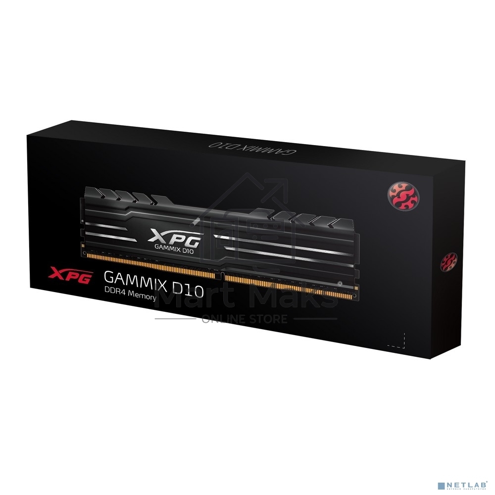 Оперативная память XPG Gammix D10, DDR4, 8GB (1x8GB), 3600MHz, CL18, DIMM, с радиатором, черный