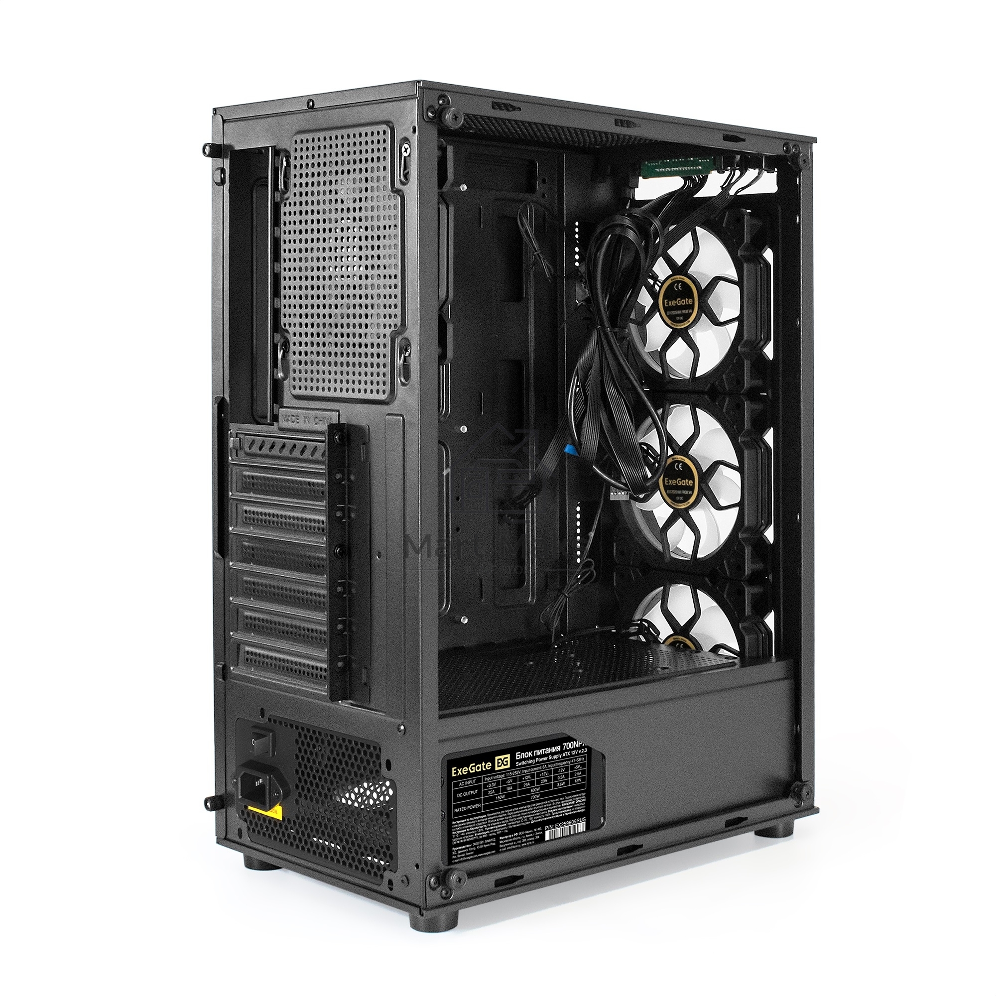 Компьютерный корпус Miditower ExeGate i3 BASE-NPX700 (ATX, БП 700NPX с вент. 12 см, с окном, 1*USB+1*USB3.0, аудио, 4 вент. 12см с RGB подсветкой)