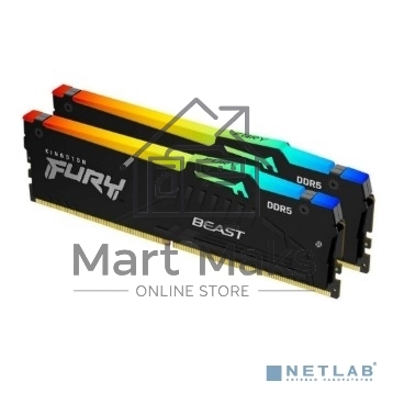 Оперативная память Kingston Fury Beast, DDR5, 16GB (2x8GB), 5600MHz, CL36, DIMM, с радиаторами, RGB, черный