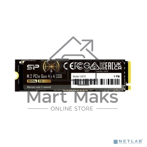 Накопитель SSD Silicon Power US75, 1000GB, M.2 2280, PCIe 4.0 x4, NVMe, R/W 7000/6000