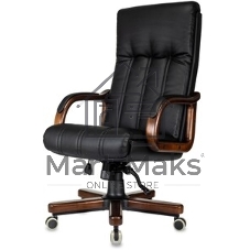 Кресло руководителя Бюрократ T-9932Walnut-Low черный, кожа, низк. спин. крестов. металл/дерево