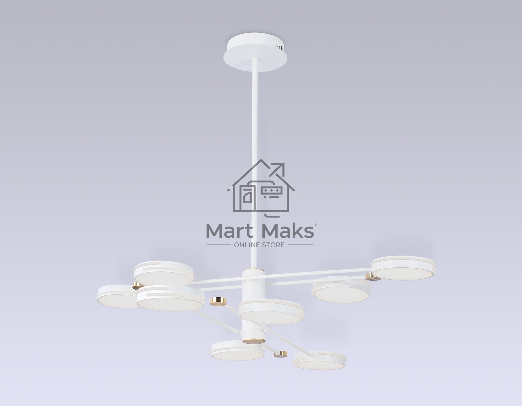 Подвесной светодиодный светильник Ambrella light FL51642/8 WH/GD белый/золото 3000K/4200K/6400K 67W D1000*850 (Без ПДУ)