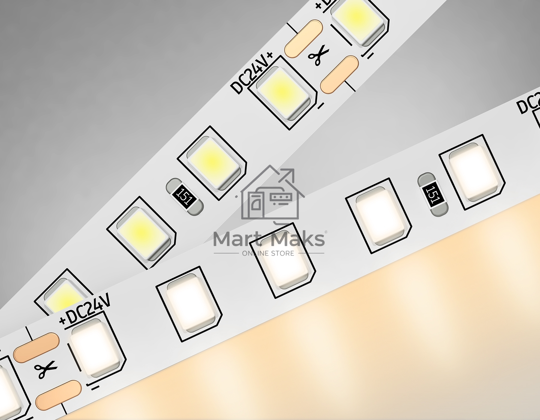 Светодиодная лента Ambrella light GS3101 2835 120Led/ 10W m/ 24V IP20 3000K/ 5000*8*1.2mm (2 конт.)