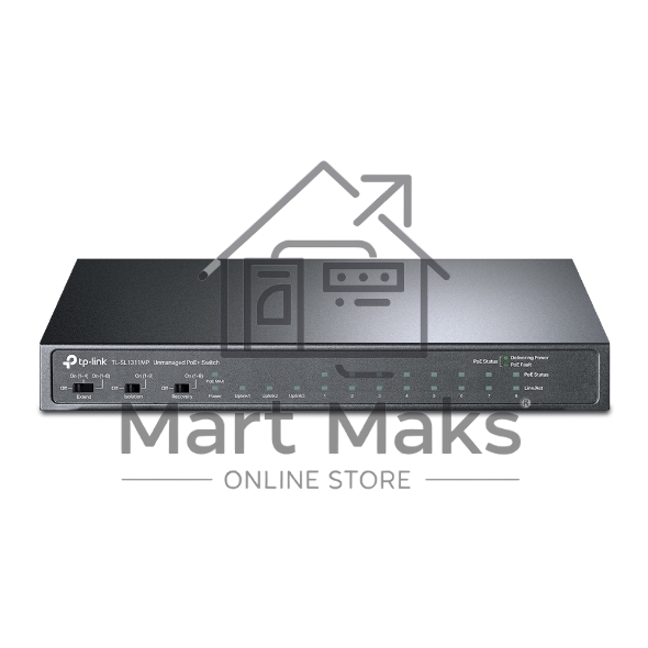Коммутатор TP-Link 8-port 10/100Mbps Unmanaged PoE switch, 2 Gb RJ45 + 1 Gb SFP uplinks, PoE budget up to 124W