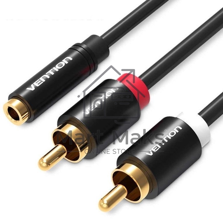 Кабель Vention аудио Jack 3,5 mm F/2RCA M - 2м черный